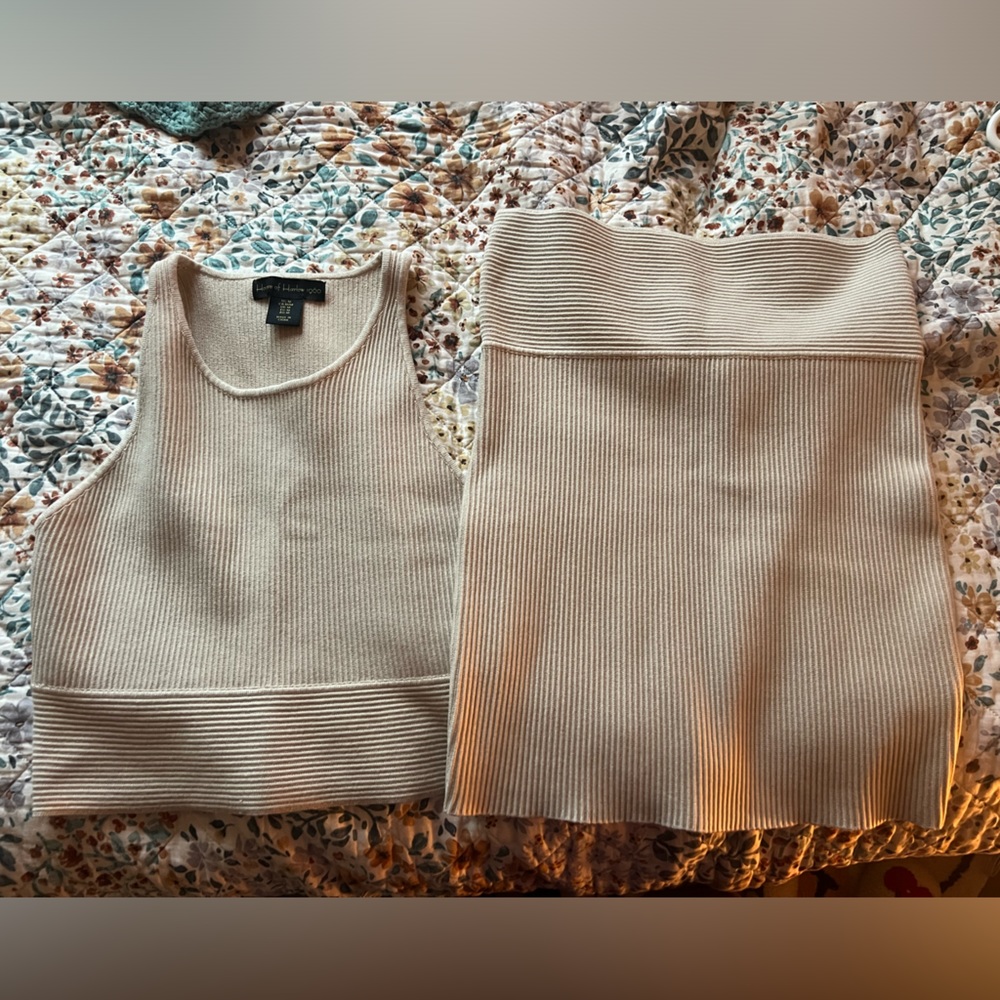 Ribbed top and pencil skirt set